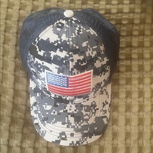 Digital Camo Cap with American Flag Patch